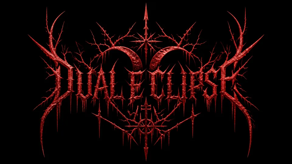 Dual Eclipse symmetric black metal band logo