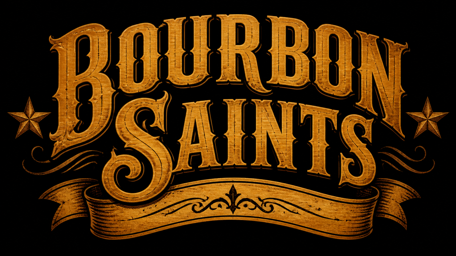 Bourbon Saints rock and roll band logos style