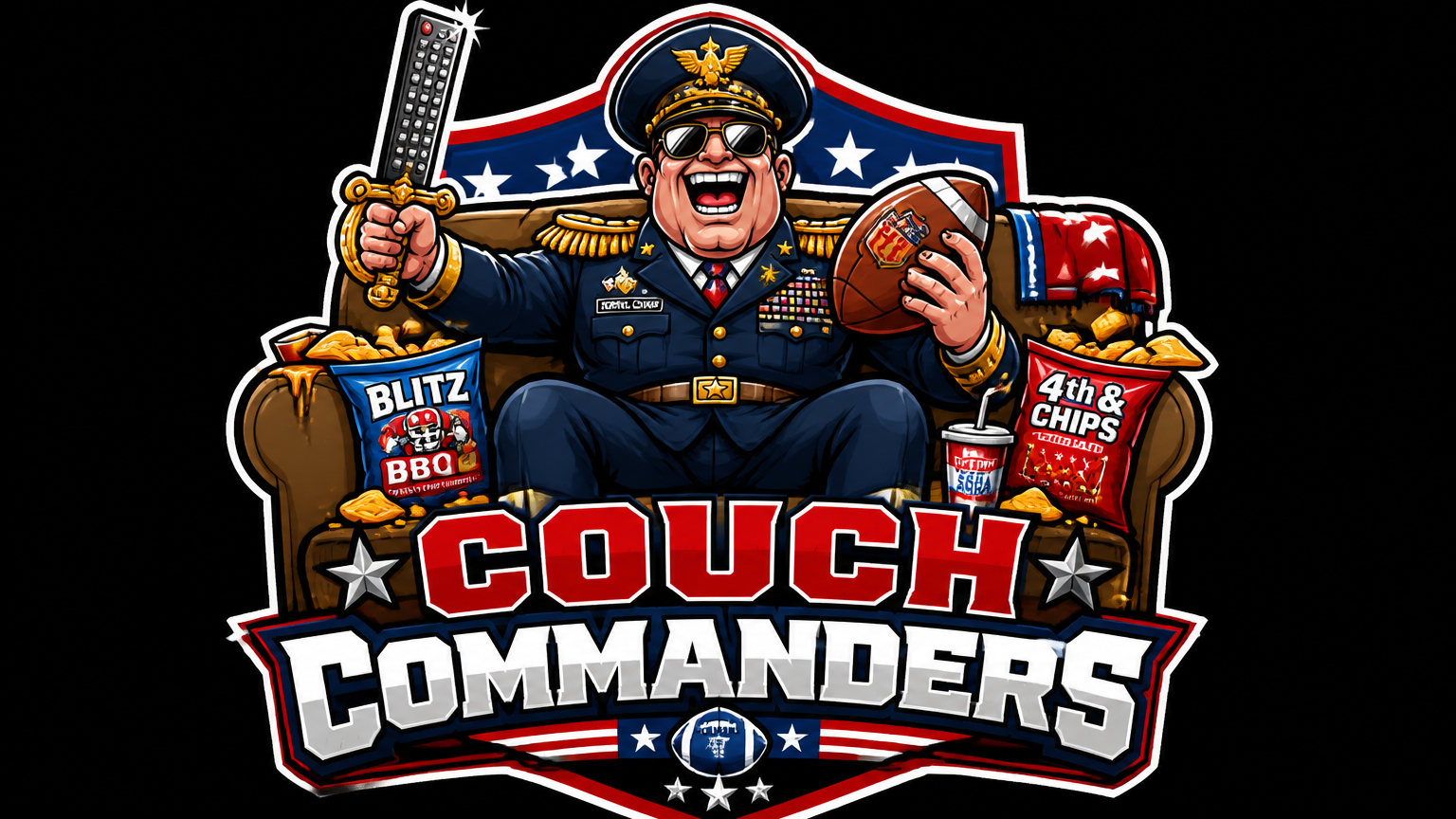 Couch Commanders funny fantasy football team logo