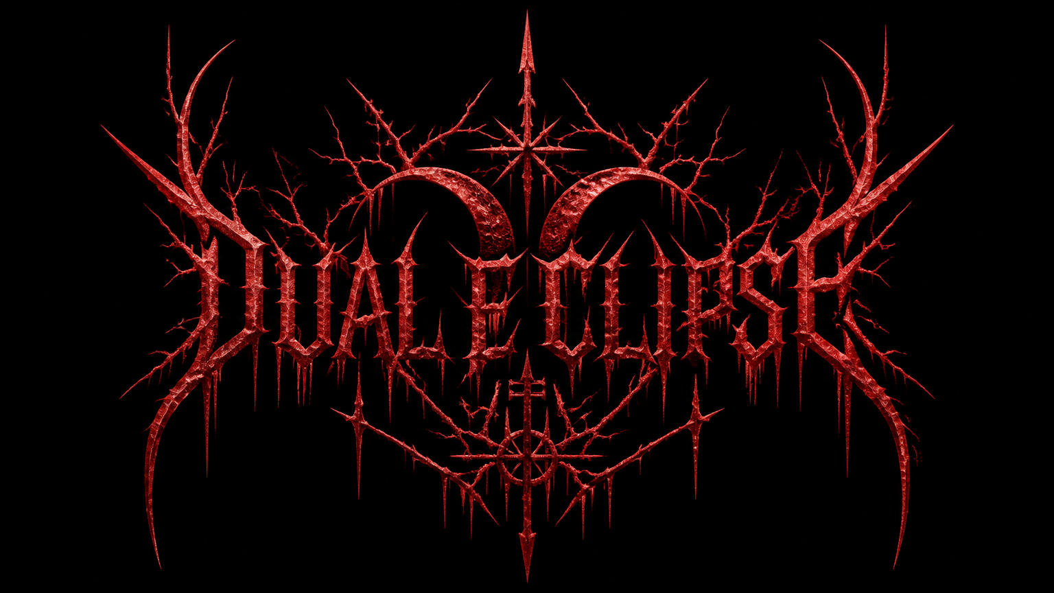 Dual Eclipse symmetric black metal band logo