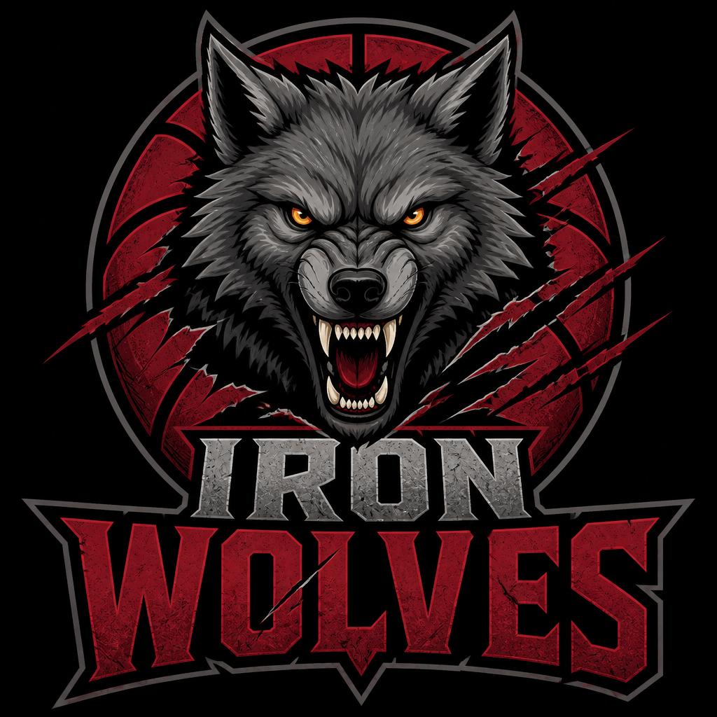 Iron Wolves mascot basketball logo design