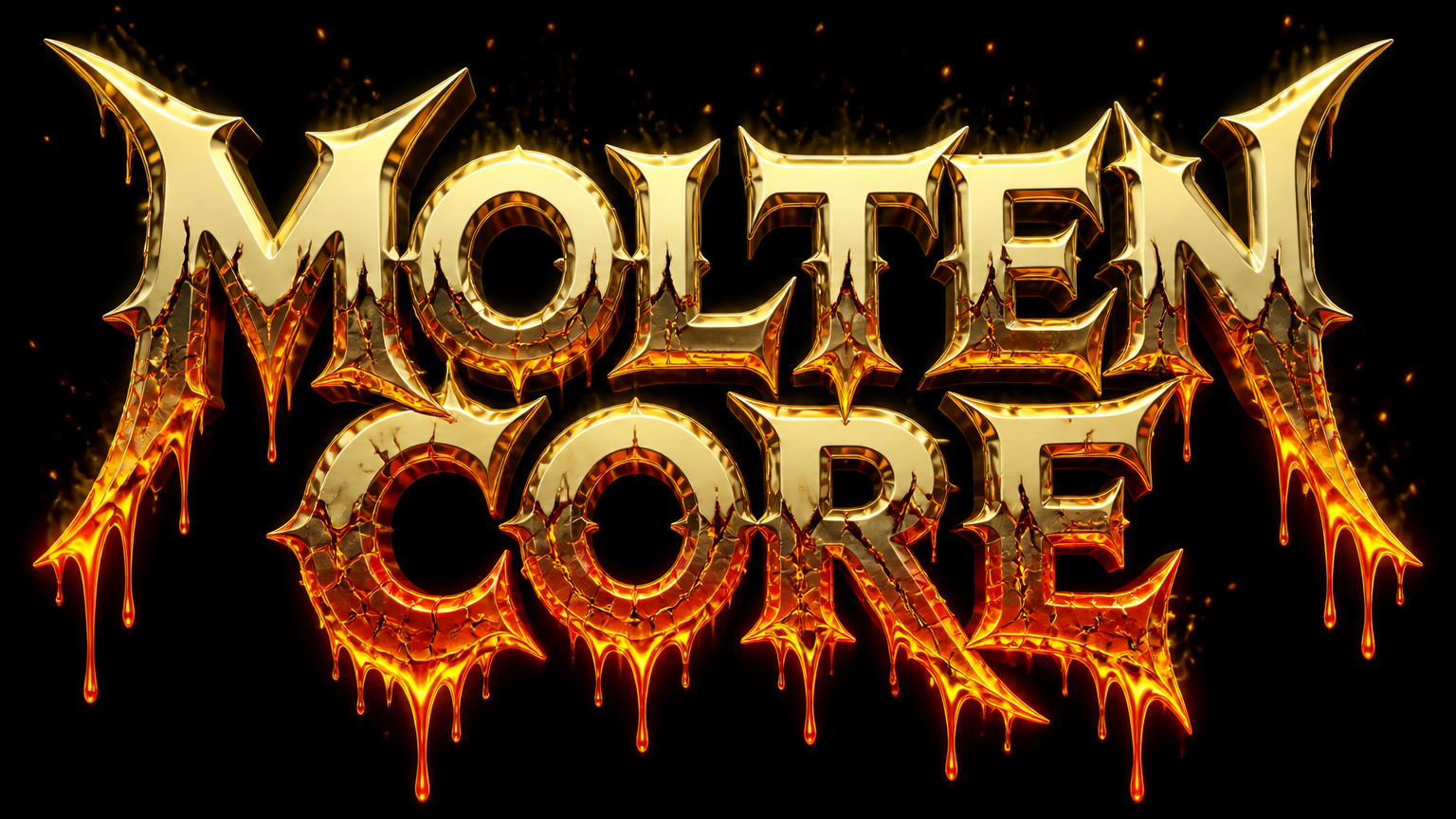 Molten Core chrome heavy metal logo