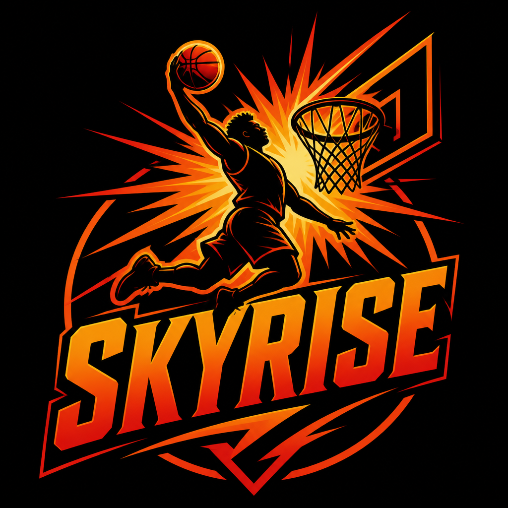Skyrise slam dunk basketball logo